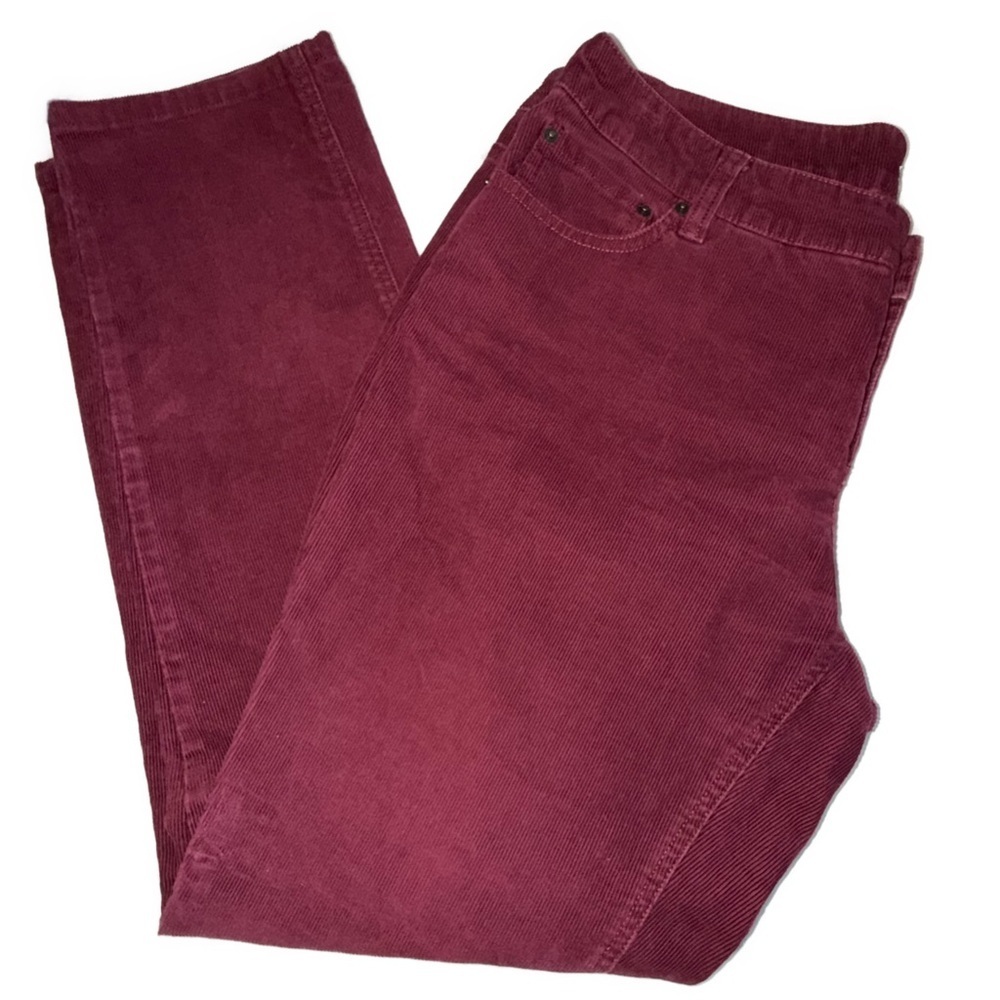 Garnet Hill Maroon Burgundy Corduroy Pants Organic Cotton 10 Petite - Picture 7 of 14